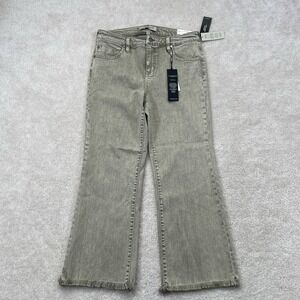 NWT Liverpool Los Angeles Hannah Crop Flare Jeans Womens 10/30 Green Raw Hem
